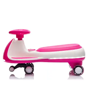 12V Kids ride on Electric Wiggle Car W/2-in-1 Smart Design,Controllable LED Lights,Flashing PU Wheels&Wide front auxiliary wheels,Triangular Stability Frame,5MPH Max Speed,Bluetooth Music,for kids 3-8