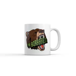 Im Bored Mug Funny Sarcastic Bear Graphic Novelty Coffee Cup - 11oz Funny Coffee Mugs Ceramic Printed Drinkware Cup