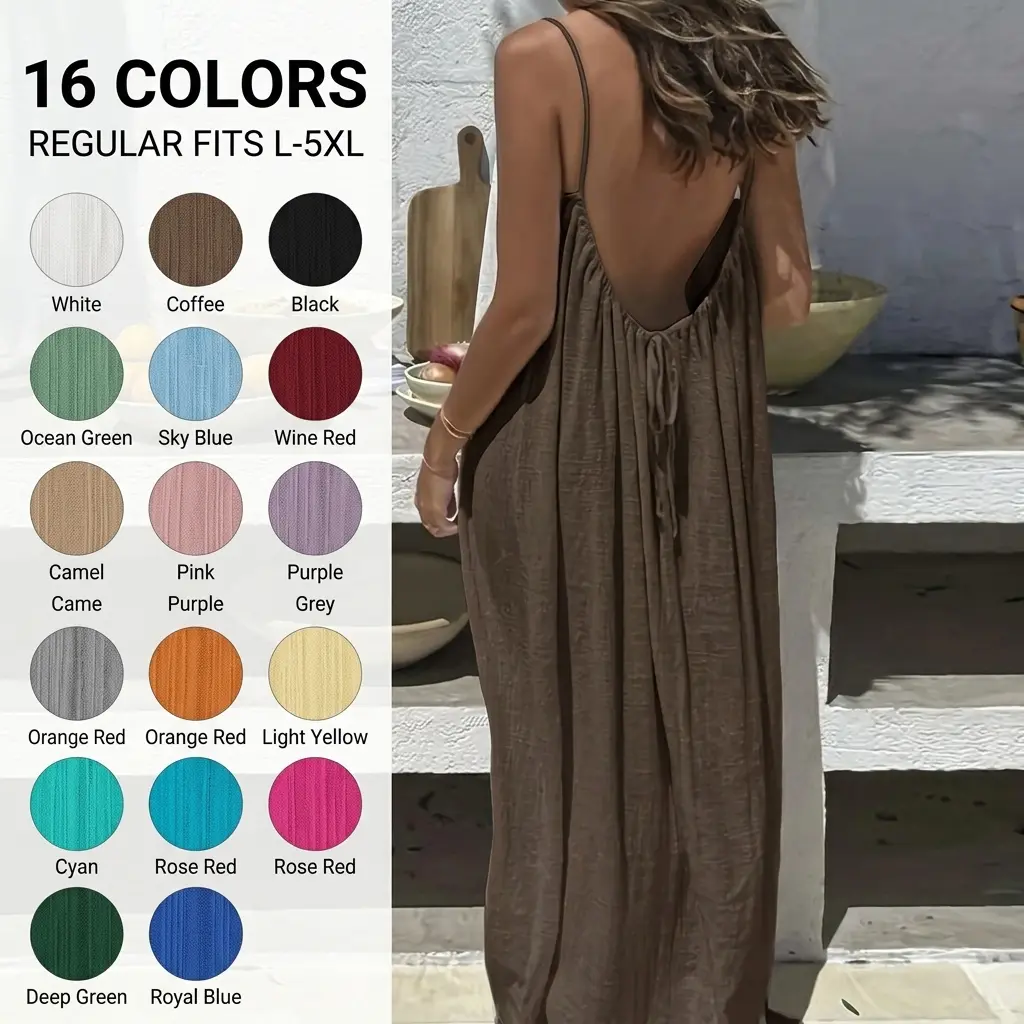 Women's Sleeveless Backless Nightie - Loose-Fit Oversized Nightdresses, Homewear Loungewear, Beach Cover-Up, Multiple Colors & Sizes Available