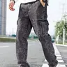 Men's Solid Flap Pocket Cargo Jeans, Loose Casual Streetwear Street Fashion Denim Pants for Daily Wear, Men's Plain Denim Trousers for All Seasons Denim Clothing