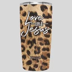 Kerusso 20 oz Stainless Steel Flask Tumbler with Lid, Ideal for Coffee, Love Like Jesus Theme