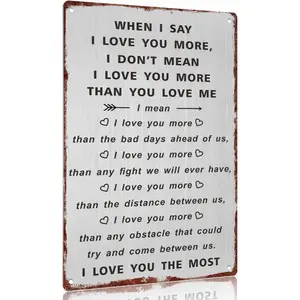 Rustic Aluminum Love Sign 12x8 Featuring Heartfelt Couple Quote I Love You The Most Perfect Valentine's Gift for Him or Her
