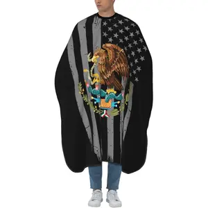 USA Mexico Flag Salon Hair Cutting Cape Cloth Barber Hairdressing Wrap Haircut Apron Cloth Styling Accessory For Unisex Black Hairdresser