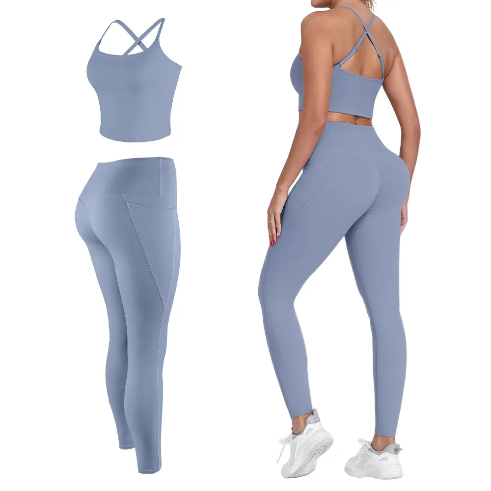 2-Piece Set - Bra+Legging - Blue