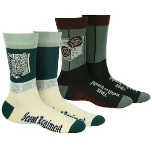 Attack on Titan Socks Scouting Legion and Stationary Guard Adult Mid Calf Crew Socks 2 Pairs Fits Shoe Size 8-12