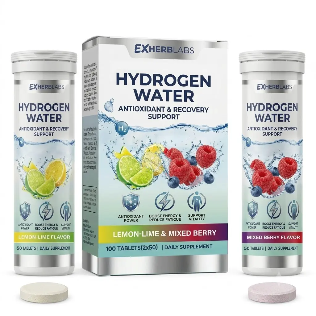 Exherlabs Hydrogen Water Tablets - Antioxidant, Energy Support, Rehydration Support & Recovery - Reduce Fatigue - Lemon-Lime, Mixed Berry Flavors - 50 or 100 Tablets (2x50) - Daily Supplement for Workout, Travel