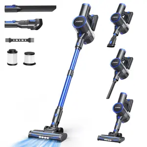 Yoma Cordless Vacuum Cleaner, 6 in 1 Ultra-Quiet Stick Vacuum for Home Cleaning, 2200mAh Battery Up to 45mins Runtime, Powerful Lightweight Handheld Wireless Vacuum for Home/Car on Rugs, Hardwood Floors, Carpets, Pet Hair