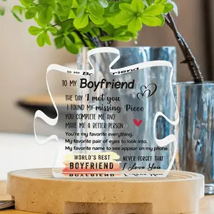 1pc Gifts for Boyfriend, Valentine's Day Gifts for Boyfriend, Thank You for Being Such An Important Piece of My Life Sign Acrylic Puzzle Plaque Birthday Gifts for Boyfriend From Girlfriend