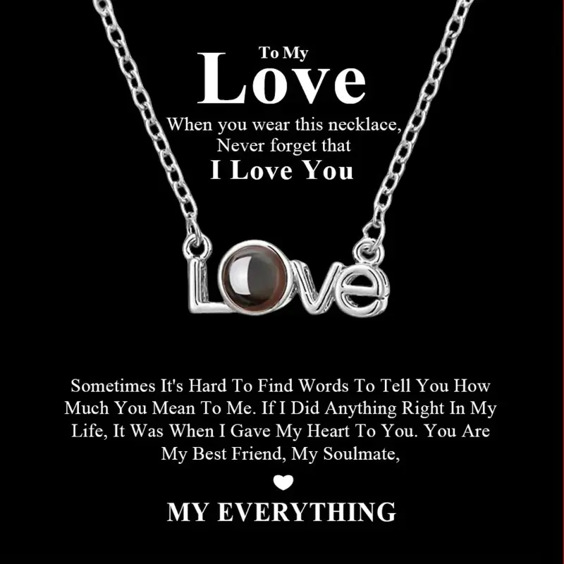 Say I Love You in One Hundred Languages-Projection Necklace-Romantic  Accessories, Luxury Gifts-Valentine's Day - Gift card-Light projection-love love