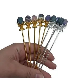 Fluorite Gemstone Hairpin for Fashion Accessories or Hair Accessories - 6” Tall