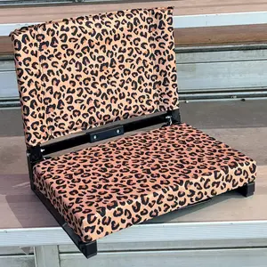 Leopard Print Folding Stadium Seat with 2" Cushion and Easy-Carry Handle