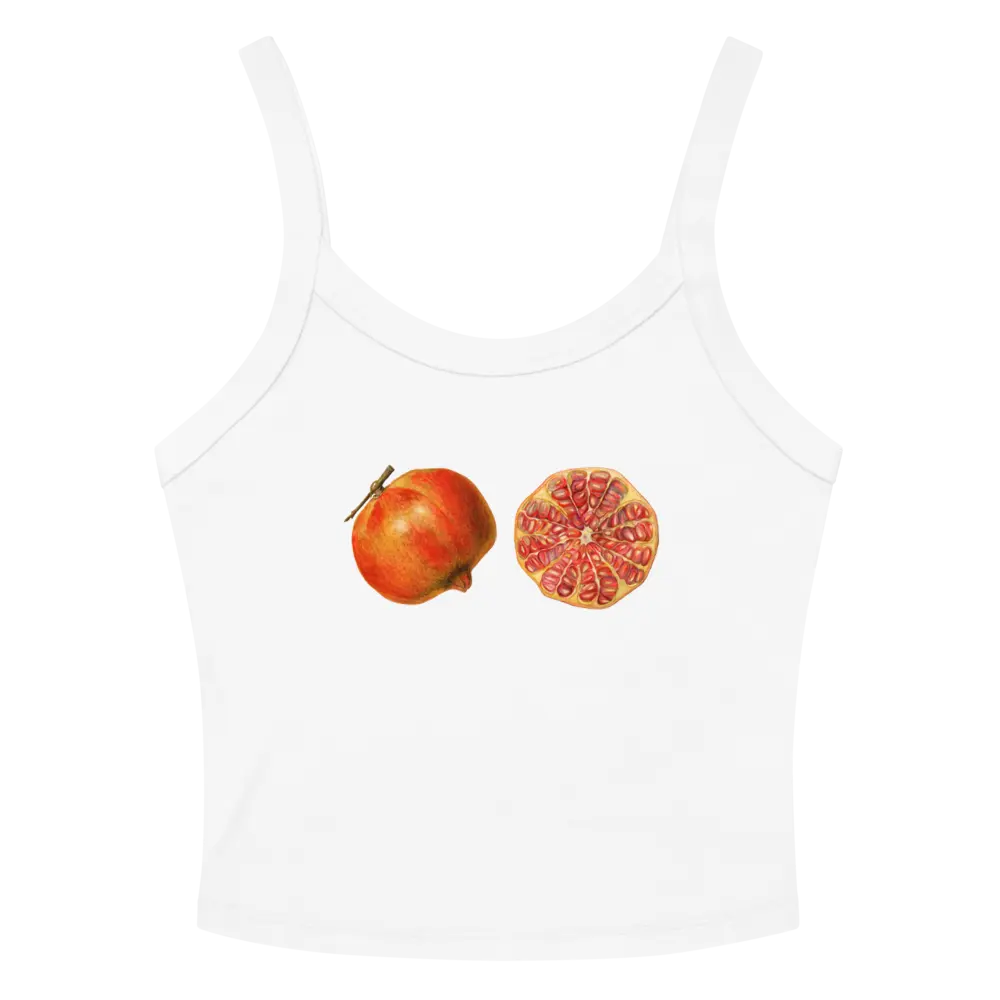Sweet Pomegranate Fruit Tank Top, Women Cropped Baby Tee Style, Cute Tank for Beach Summer Outfit, Micro Rib Cotton Performance Tank Top