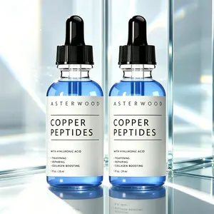 Copper Peptide GHK-Cu Facial Serum with Hyaluronic Acid, anti-aging formula moisturizes, firms skin and smooths wrinkles, fragrance-free for all skin types