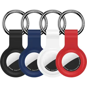 4 Pack Case for AirTag Holder with Keychain, Silicone for Air Tags Key Chain Ring Case Cover for Air Tag Holder GPS Tracker Item for Air Tags Finders Accessories Air Tagholder for Kids, Bags, Luggages, Durable Protection, Travel Gadgets
