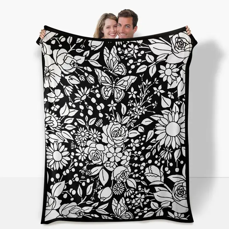 Color-Fillable Flannel Throw Blanket - Flannel Fabric Personalized Blanket for Home, Room Decor, Creative Art Craft Item, Holiday Gift Option for Children & Adults, Personalized Blankets, Artistic Fun