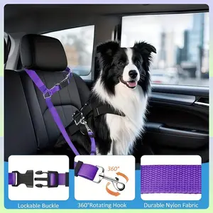 Adjustable Pet Car Seatbelt Harness, Durable Nylon, Safe Driving, Suitable for Small Dogs, Travel Guardian, Spring Trip Gift