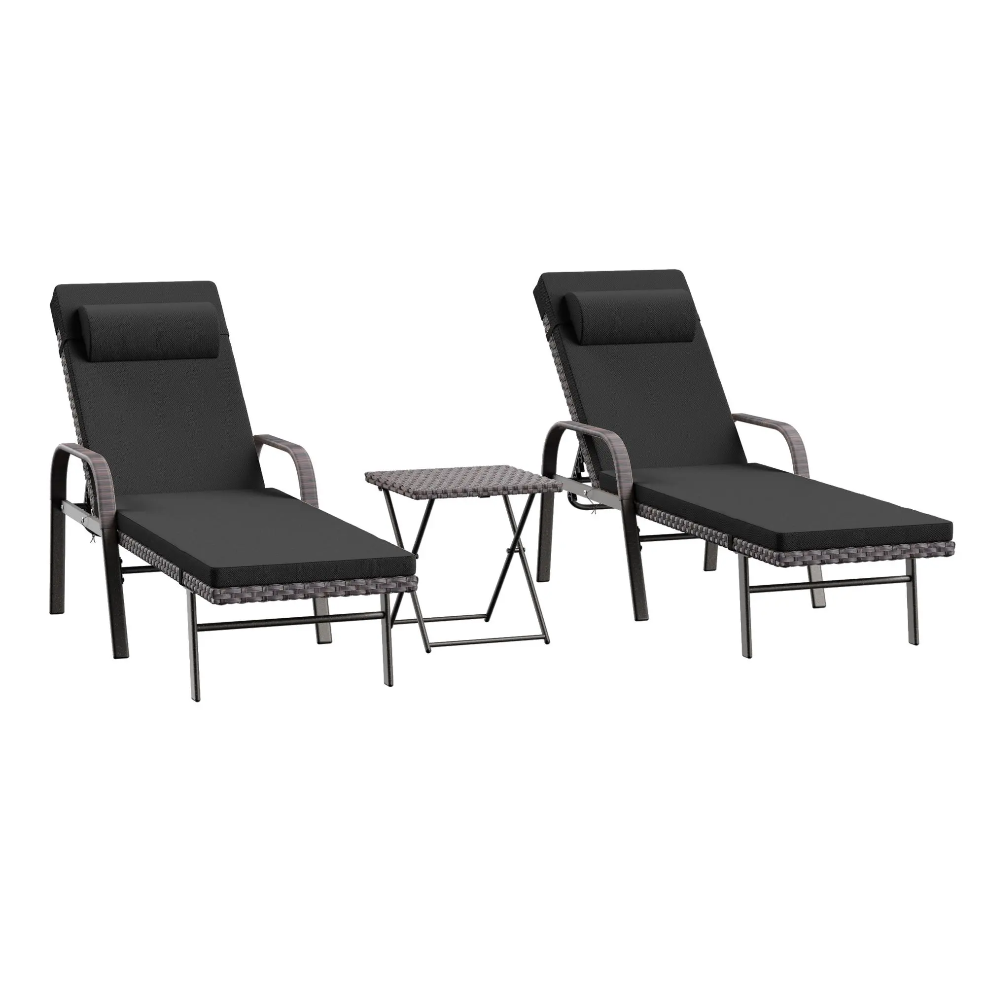 BLACK with 2 Rattan arms