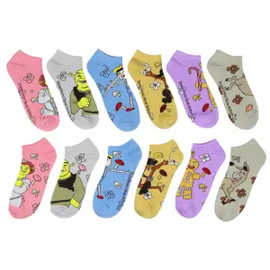 Shrek Women's Franchise Characters And Mushrooms No-Show Ankle Socks 6 Pair Pack