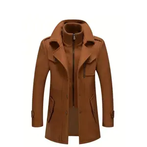 Fashion men's wear?? Men'S Business Woolen Coat Fashion Double Collar Mid-length Woolen Jacket For Autumn/ Winter