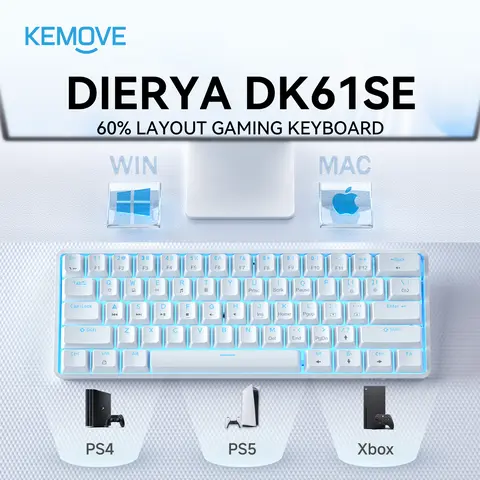 DIERYA DK61SE Ergonomic Mechanical Keyboard with Independently Developed TMKB Linear Red Switches, Detachable USB-C Type, N-Key Rollover, Illuminated Design, Gaming PC Accessories for Linux Computers, Gamers’ Gift