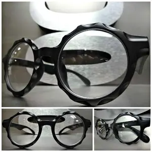 Men's Women CLASSIC VINTAGE RETRO Style Clear Lens EYE GLASSES Round Black Frame