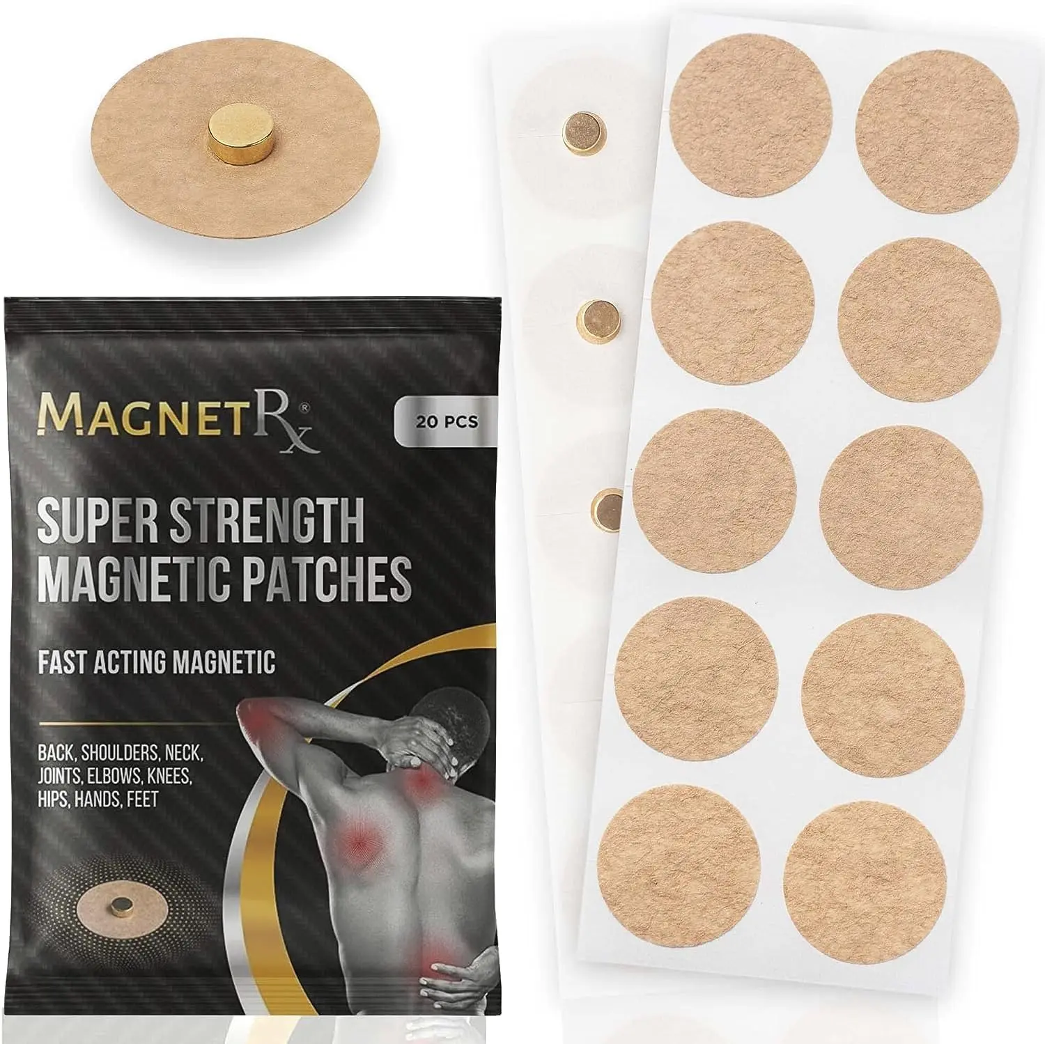 Magnetic Acupressure Patches - 3,500 Gauss Ultra Strength Healing Magnets for The Body - Acupressure Magnets Patch (20 Pack)