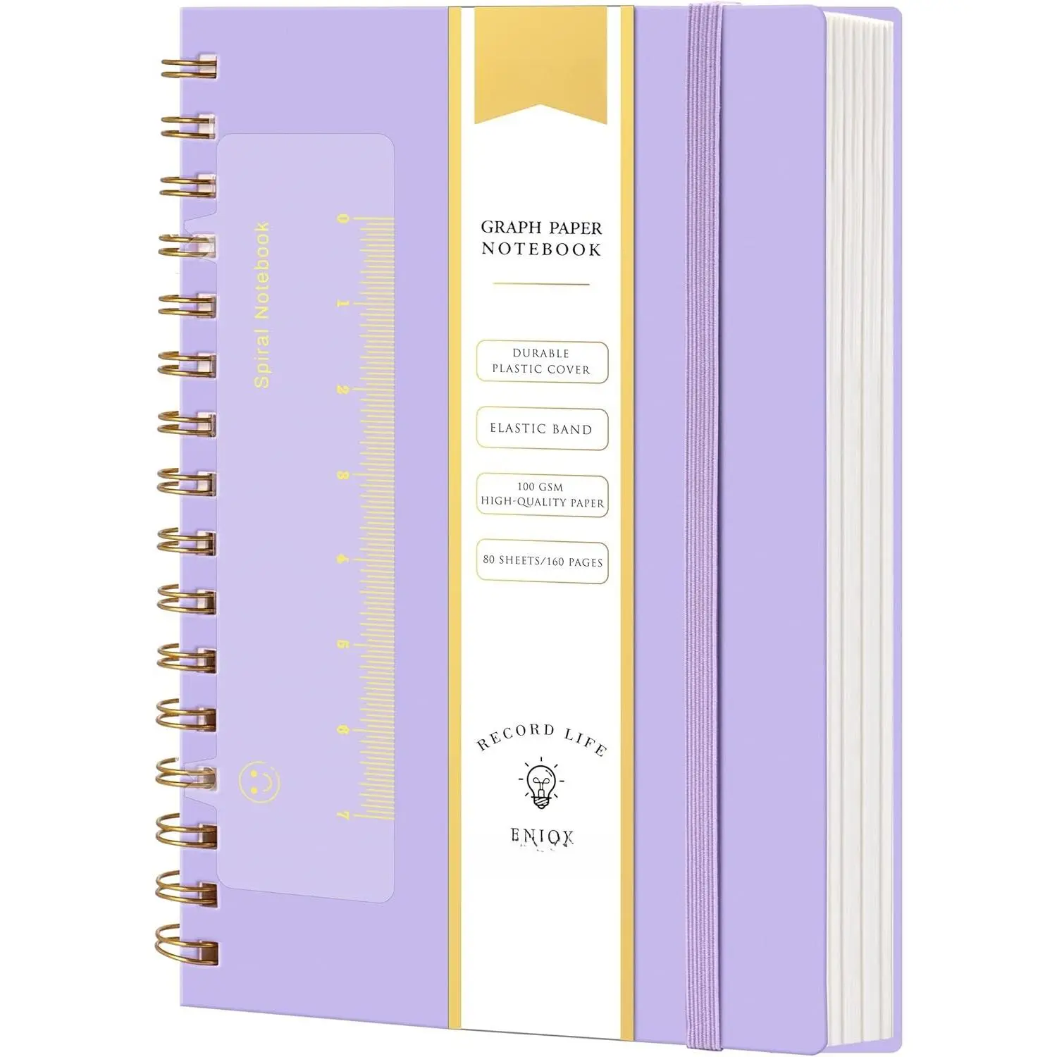Graph Paper Spiral Notebook A5 Graphing Notebook 160 Pages Graph Paper Notebook Spiral Bound  Plastic Hardcover Spiral Journal 5x7 Grid Notebooks for Note Taking,