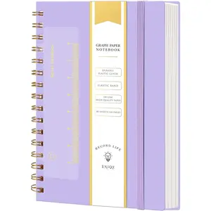 Graph Paper Spiral Notebook A5 Graphing Notebook 160 Pages Graph Paper Notebook Spiral Bound  Plastic Hardcover Spiral Journal 5x7 Grid Notebooks for Note Taking,