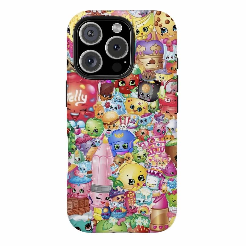 Shopkins cartoon print phone case, suitable foriPhone 11-17 Pro Max/Plus and Samsung GalaxyS23-25.  W9