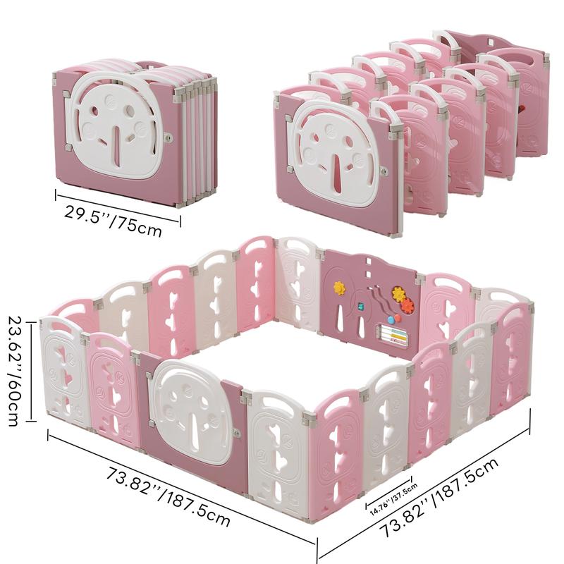 Baby Playpen,Foldable Playpen for Babies and Toddlers,Kids Activity Centre Safety Play Yard,Safety Gates for Indoor&Outdoor,Toddler Fence Play Area,Portable, Educational, 18 Panels