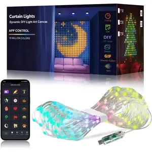 Smart LED Curtain Light, USB Powered RGB Color Changing LED String Light with APP Control, Music Sync Dynamic DIY LED String Light for Home Party Wedding Decor, LED Strip Light
