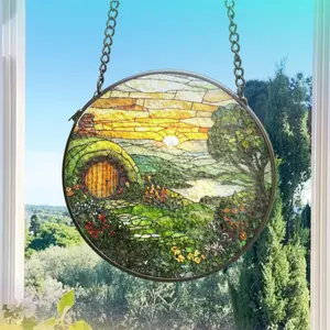 House Stained Glass Suncatcher Hanging Window, Fantasy Home Decor, Gift for L O TR Fans, The Shire Inspired Art, Velaris Stained Glass