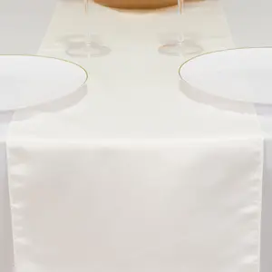 Lamour Satin Table Runner 12"x108" Ivory - Lustrous Wedding Decor