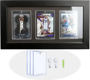 Trading Card Display Case - Baseball Card Display Case Wall Mount, Hold Sports Card Display Frame for Basketball Football Hockey Cards, Black Standard