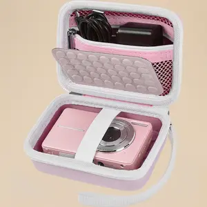 Pink Small Compact Camera Pouch Case for CAMKORY/Lecnippy/Lecran/KODAK PIXPRO/Qumcou/WONNIE Point & Shoot Cameras, with SD Card Holder