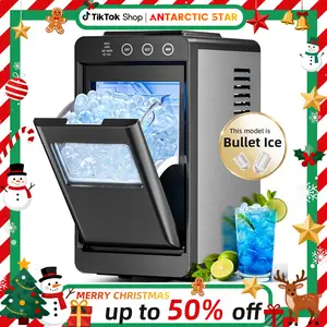 Antarctic Star Countertop Ice Maker with LED control, Selectable S/L Ice Size, 26.5 lbs/24Hrs, 8 Ice Cubes in 6 Mins, Auto-Cleaning, Portable with Ice Basket & Scoop for Home/Kitchen/Camping/RV