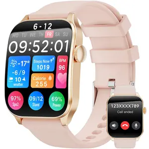 Smart Watch, 1.91 Inch HD Touch Screen Fitness Tracker with Bluetooth Calling, Fitness Watch with Heart Rate/Sleep Monitoring/120+ Exercise, IP68 Waterproof Smart Watch for Android iOS, Pink (Valentine's Day Gift)