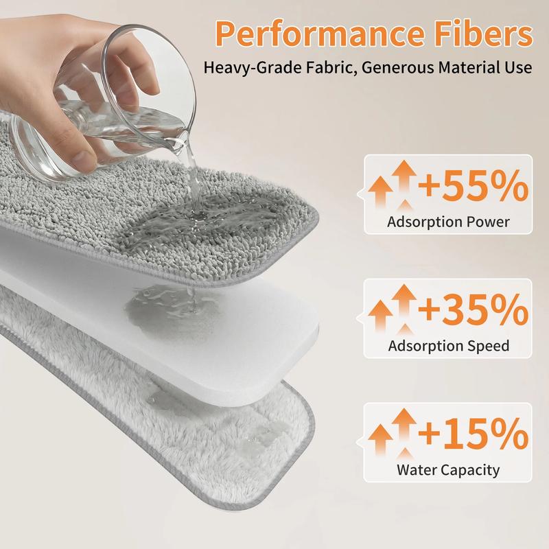 Spray Mop for Multi-Surface Heavy-Duty Cleaning with 4 Washable Microfiber Pads,Refillable Bottle,Functional Scraper,360°Rotating Head,One-Handed Operation,Wet/Dry Use,Rust-proof Aluminum Pole