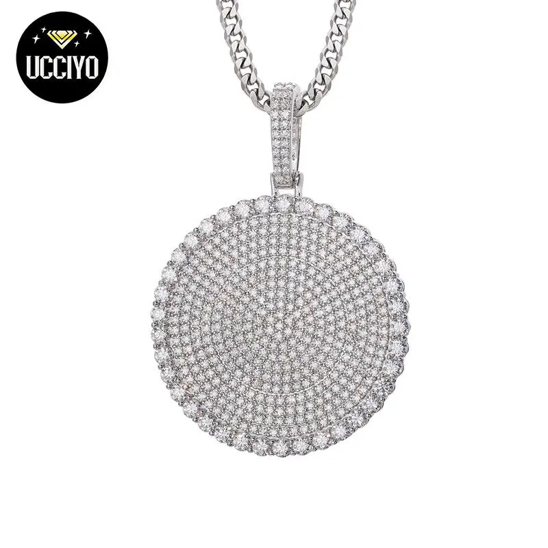 UCCIYO Round Pendant CMP05 Lab-Created Moissanite  Copper Pendant for Men and Women Hip Hop Jewelry Gift Fashion Accessories P159 summerwins【#CMP05】