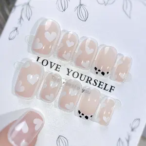 Wearable Nails with Heart Design, Gentle and Fresh Style, Finished Fake Nails, Wholesale in StockNail Tip Q3LongCoffinFrenchTipSoftGelPressOnNailswithGlueforWomenLightweightReusableFakeNailsSummerBeachHolidayBohoLongCoffinFrenchTipSoftGelPressOnNailswithG