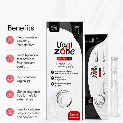 The Sweet Zone VagiZone 3 Dispensers Relief Care Gel - Gel for Odor Control, Antibacterial, and pH Balance - 3 Pack