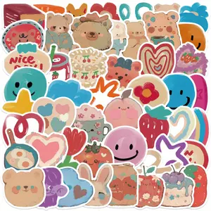 50pcs Cartoon Oil Painting Teddy Bear Series Stickers, Suitable for Faith Based Designs Such As Scrapbooks, Diaries, Laptops, Water Bottles, Cars, Etc., As Gifts with Positive Information