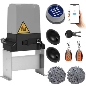 Exquimac Automatic Sliding Gate Opener with App Control, 1000W Electric Gate Motor for Gates Up to 5510 lbs, 2 Remotes, 20ft Roller Chain, Auto-Close, Obstruction Detection, Infrared Safety outdoorfun