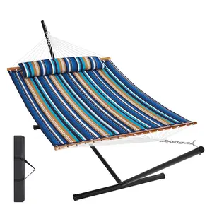 VEVOR Two Person Hammock with Stand Included Heavy Duty 480lb Capacity, Double Hammock with 12 FT Steel Stand and Portable Carrying Bag and Pillow, Freestanding Hammock for Outdoor Patio Yard Beach