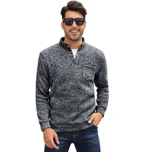 Clearlove Men's Slim Fit Ribbed Wool-Blend Henley Neck Pullover Sweater - Warm Knit Long Sleeve Thermal Top, Menswear Winter Casual Comfort Black2 L, Polyester Fabric Jeans-Friendly Layer