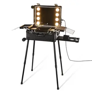 Byootique Rolling Makeup Case 24 Inch LED Lighted Mirror Cosmetic Travel Trolley