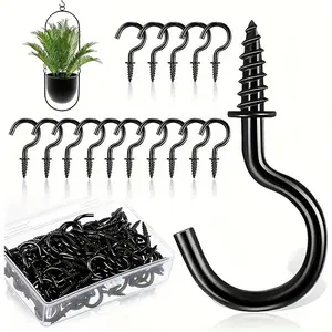 10pcs Polished Metal Q-Hooks | Easy-Install Screw-In Ceiling Hooks Hardware for Hanging Plants, Lights & Decorations - Durable Outdoor Use