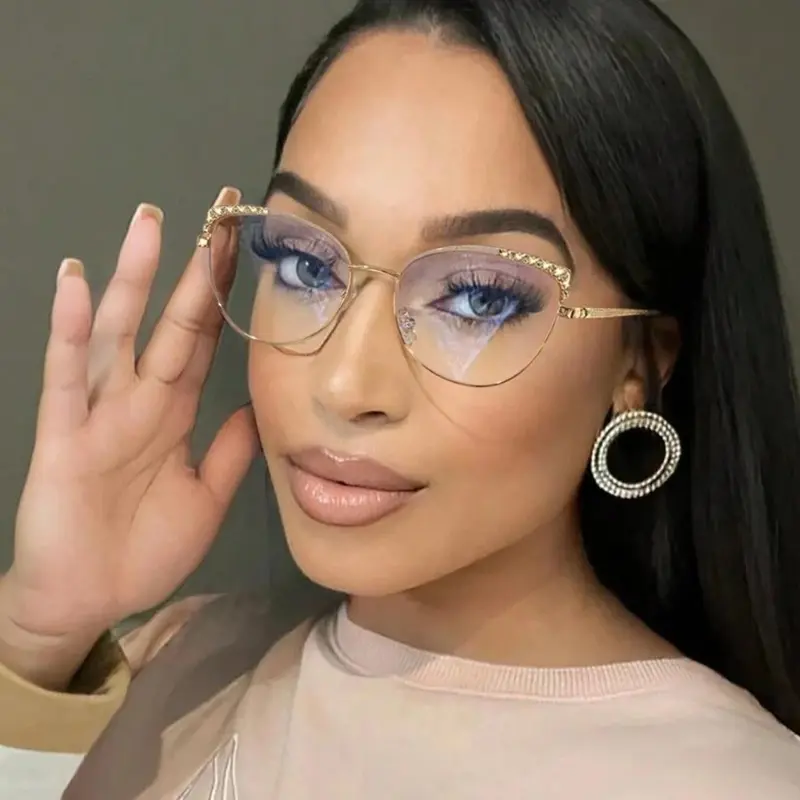 Women's Vintage Cat Eye Frame Eyeglasses, Blue Light Blocking Eyeglasses for Everyday Use, Fashionable Frames Glasses, Fashion Accessories for Outdoor Activities, Trendy Vintage Eyeglasses, Stylish Trendy Eyewear, Trendy Casual Glasses