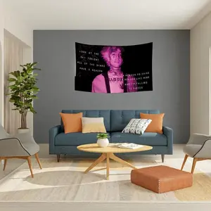 Lil Peep Flag 3X5Feet Star Shopping Lyrics Starry Background Wall Tapestry for Room Decor Pink Bedroom Accessories Decoration Items