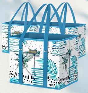 3 Pack Foldable Reusable Grocery Bags - Heavy-Duty & Eco-Friendly Shopping Totes with Reinforced Base & Comfort Handles